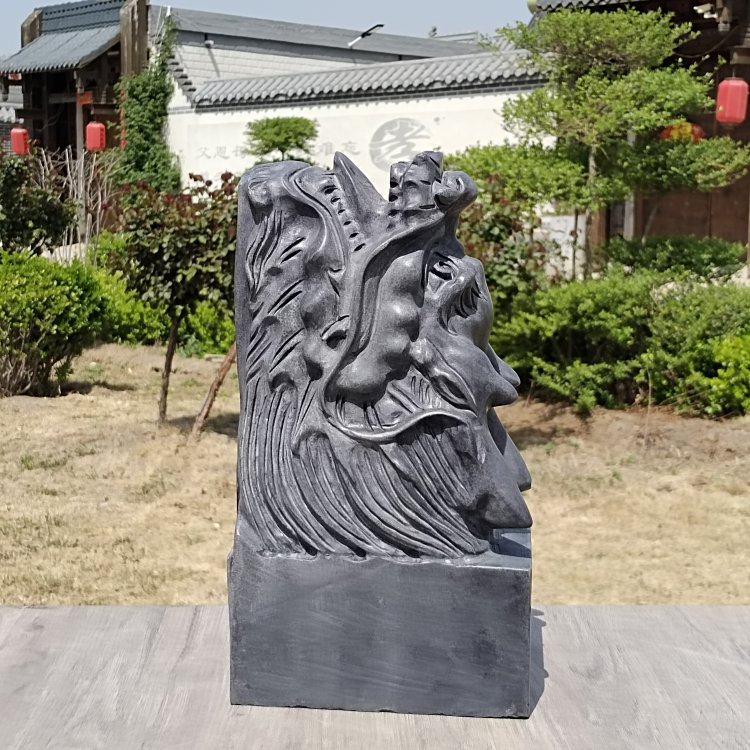 青石雕刻石头龙头摆件吐水喷水流水庭院花园假山水池出水景观