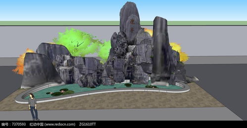 广场假山水池入口景观模型的设计与应用